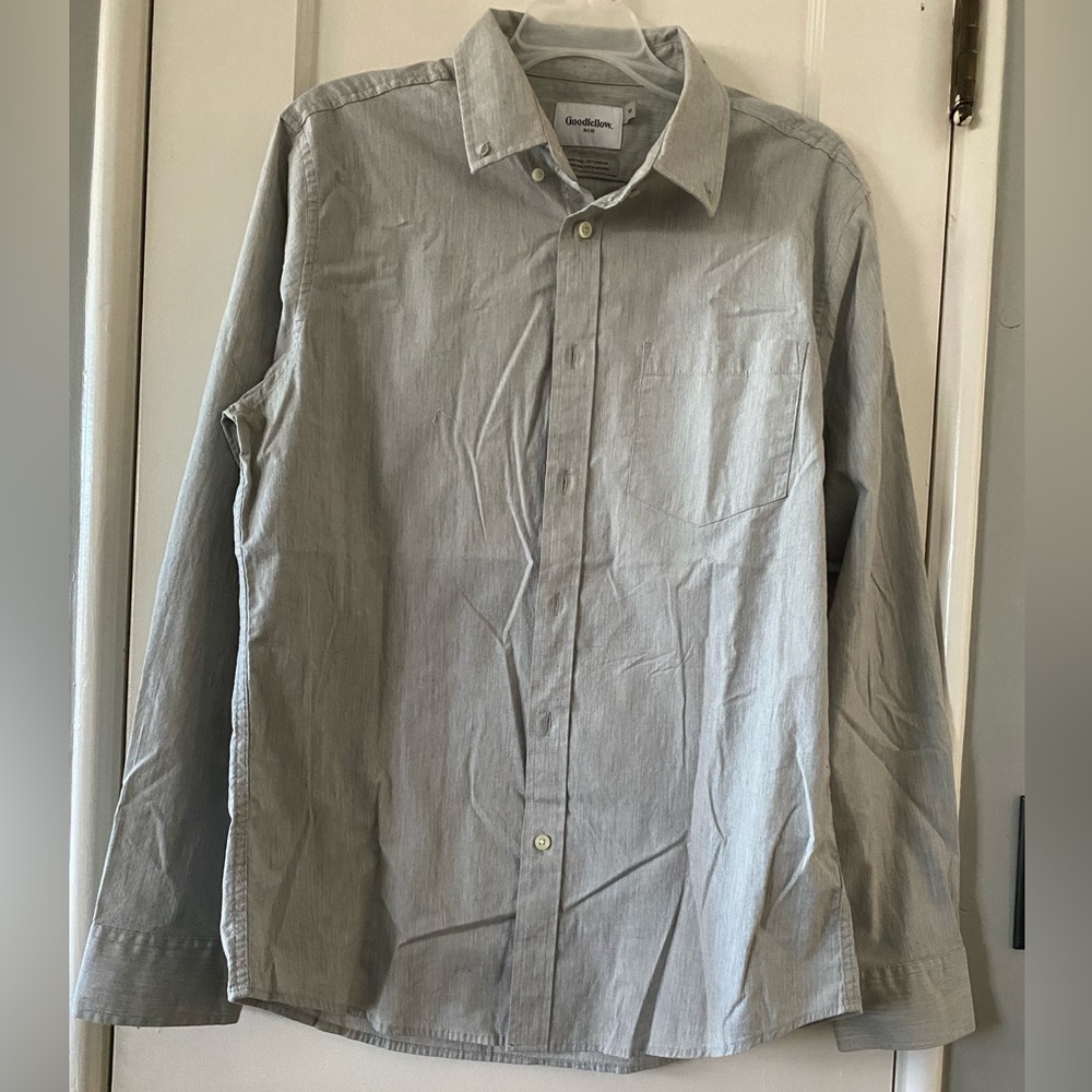 Goodfellow & Co Light Heather Grey Long Sleeve Formal Button Down Shirt Size M
